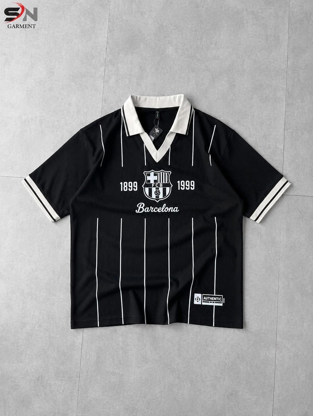 Barcelona FCB V-Neck Polo Drop T-Shirt