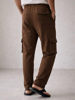 Men’s Cargo Pocket Straight Trousers – Cotton Terry Comfort Fit