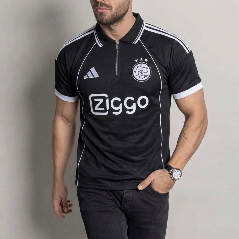 Men’s Zip Style Printed Polo Shirt – Fine Terry Fabric | Casual Smart Fit