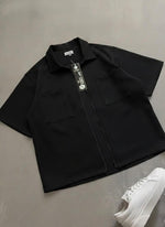 Korean Full Zip Oversized Shirt – Premium Fine Terry | Trendy Relaxed Fit Streetwear